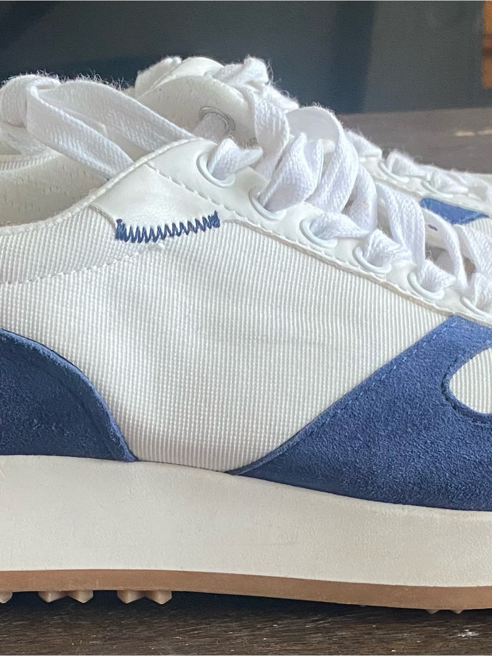 New! Sam Edelman Women’s White and Blue Canvas Sneakers Size 9.5 - Picture 7 of 13